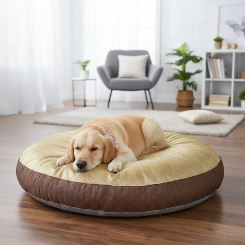 Cama Anti-Estres Lavable Mascota Dona Diametro 1,08 cm x x 0,12 Unicolor Dorado Liso - - Wendy Hote
