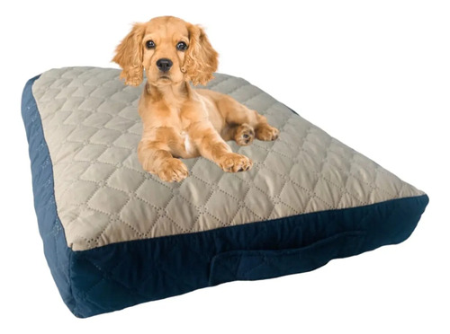 Cama Anti-Estres Lavable Azul Oscuro Gris Perro/Gato - 0,53 x 0,58