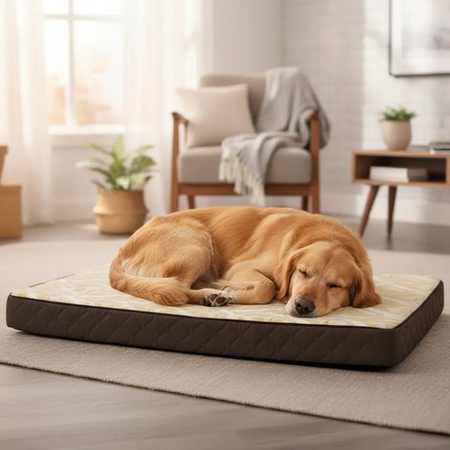 Cama Memory Mascota Rectangular 0,67 x 1,00 x 0,9 Figuras Dorado/Beige Figuras - - Tevere Hotel Est