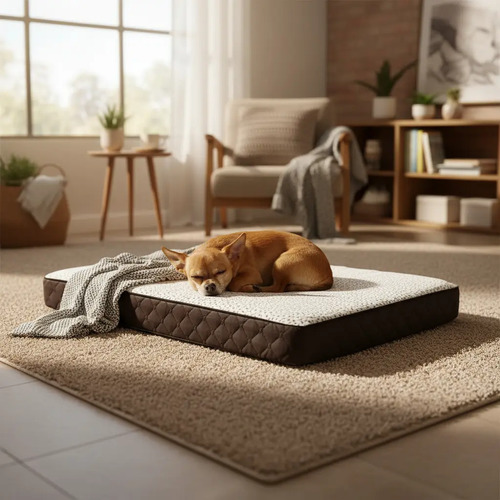 Cama Memory Mascota Rectangular 0,67 x 1,00 x 0,9 Figuras Beige Figuras - - Cirque Hotel Estampado B