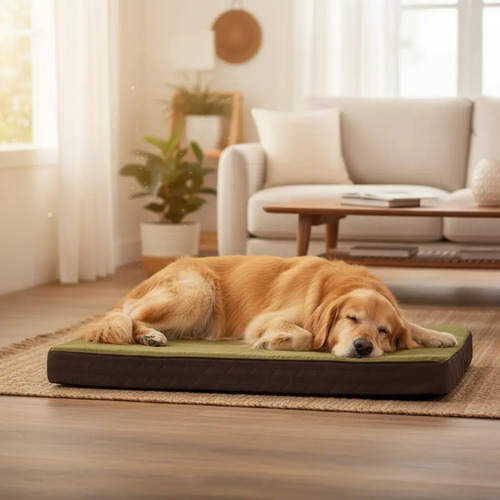 Cama Memory Mascota Rectangular 0,67 x 1,00 x 0,9 unicolor Verde Seco Liso - - Soft Hotel Unicolor V