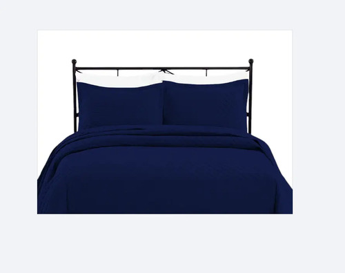 Comforter Azul Oscuro Liso Beige Microfibra Doble 1,40 X 1,90