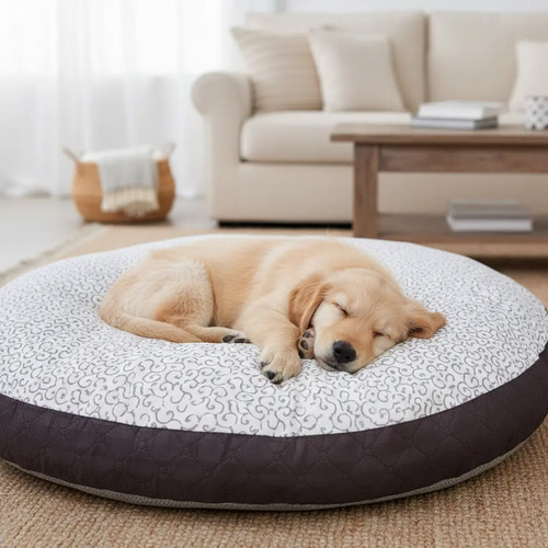 Cama Anti-Estres Lavable Mascota Dona Diametro 1,08 cm x x 0,12 Unicolor Beige Figuras - - Cirque H