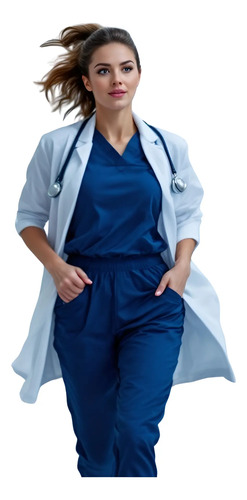 Uniforme Mujer Basic Talla XL Unicolor Azul Oscuro Liso - -