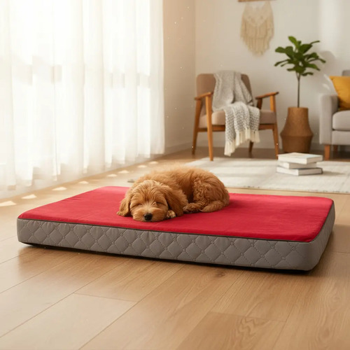 Cama Memory Mascota Rectangular 0,67 x 1,00 x 0,9 unicolor Vinotinto Liso - - Soft Hotel Unicolor Vi