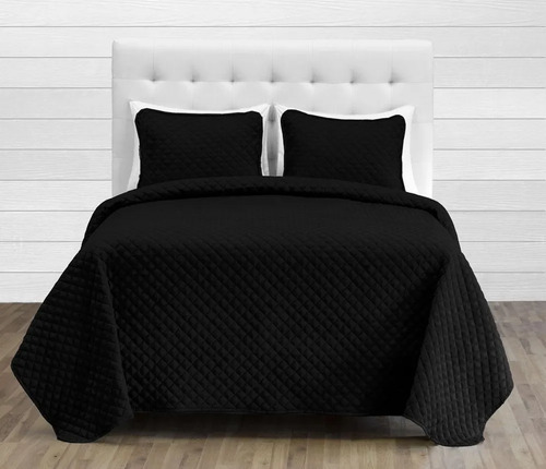 Comforter Negro Liso Gris Microfibra King 2,00 X 2,00